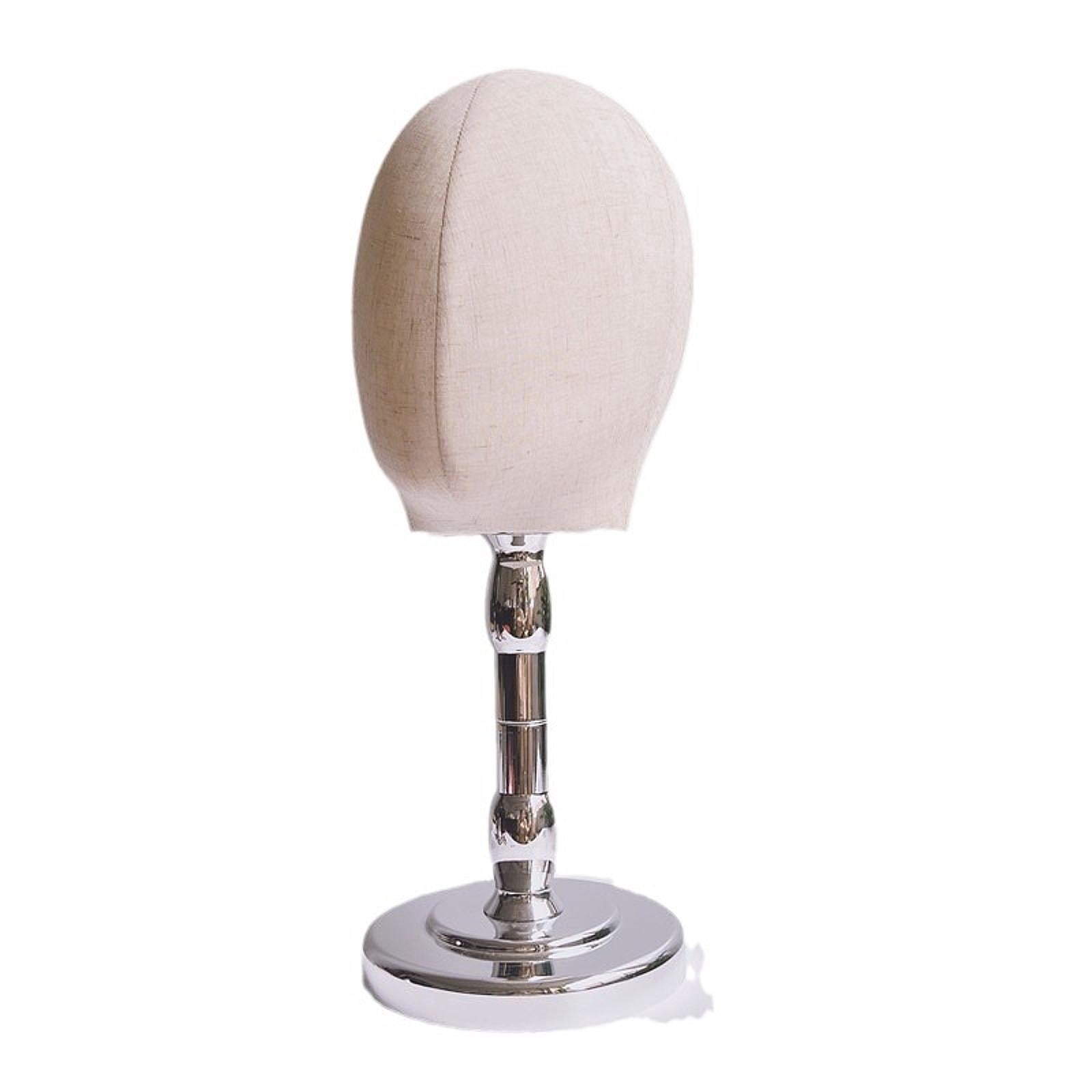 FITYLE Bald Mannequin Head Hat Holder Portable Beauty Accessories Wigs Display Model Manikin Head for Barber Shop Hair Salon Scarves Silver Base
