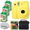 Fujifilm Instax Mini 8 Instant Film Camera (Yellow) With Fujifilm Instax Mini 6 Pack Instant Film (60 Shots) + Compact Bag Case + Batteries Top Kit - International Version (No Warranty)