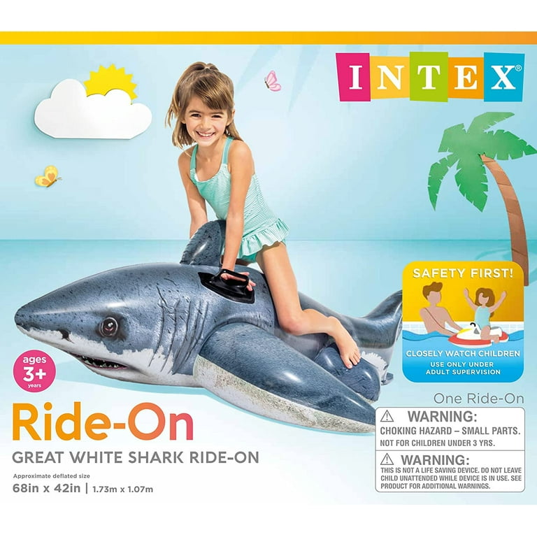 Intex Vinyl Great Shark Ride On Inflatable Pool Float
