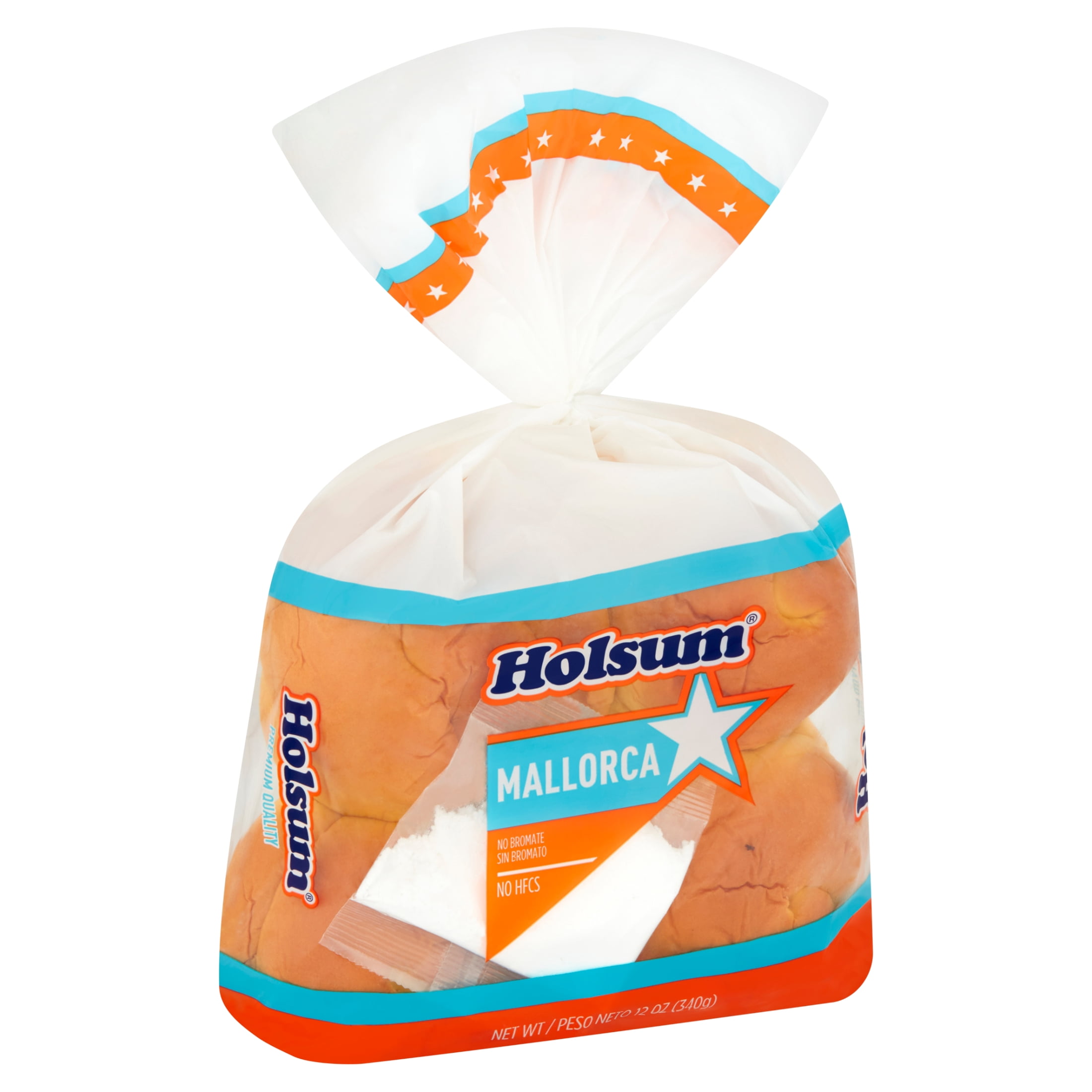 Holsum, Mallorca Bun with Sugar Pack, 12oz, 4 Count, Regular Size, Shelf Stable, Bag