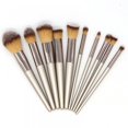 thumbnail image 3 of Juego de brochas de maquillaje de Color champán, 10 Uds., brocha para base, herramienta de belleza para el cabello suave Feliz Sencillez, 3 of 4