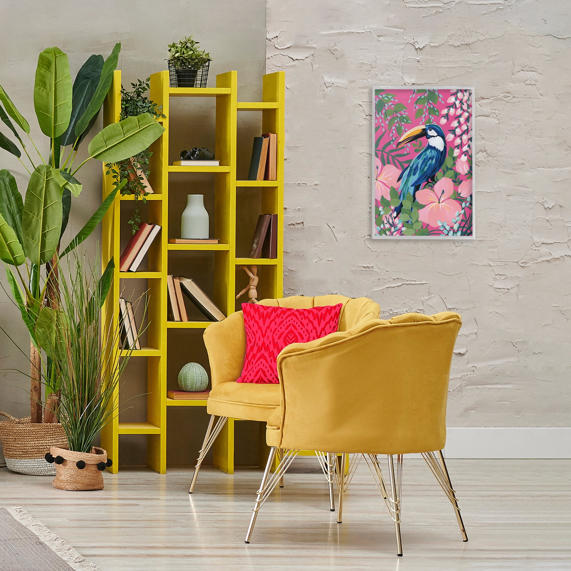 Stupell Industries Maximalist Toucan Pattern Animals & Insects Painting Gray Framed Art Print Wall Art, 16 x 24