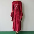 thumbnail image 5 of Levmjia Womens Dresses Vintage Medieval Velvet Flared Sleeves Long Sleeve Party Costume Elegant Court Style Lace Up Corset Dress With Festival Halloween, 5 of 7