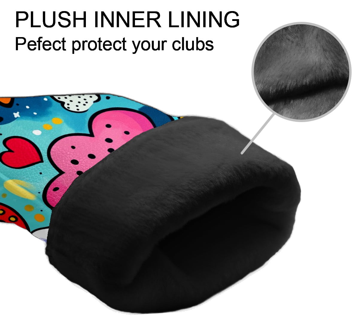 Golf Head Covers - Cute Patterns, Premium Waterproof PU Leather, Plush Lining, Fits Driver/Hybrid, Fun Golf Gift
