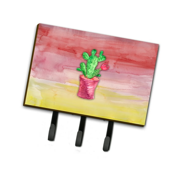 Carolines Treasures BB7361TH68 Flowering Cactus Watercolor Leash or Key Holder Triple Hook multicolor
