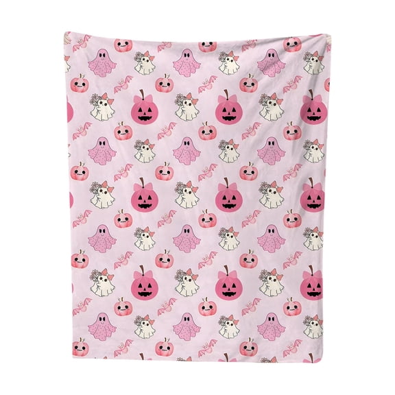 OutmaxHome Halloween Theme Print Throw Blanket, 51.2x59.1 Inch Soft Lightweight Comfortable Blanket, for Bedroom Livingroom Sofa Holiday Party