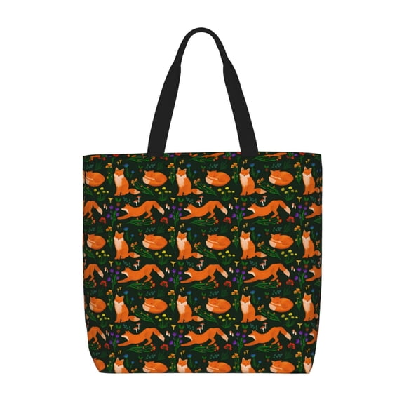 Hirioo Cute Little Foxes for Tote Bag for Women, Quilted Shoulder Bag with Zipper, Large Capacity Handbags for Casual, Travel, Work