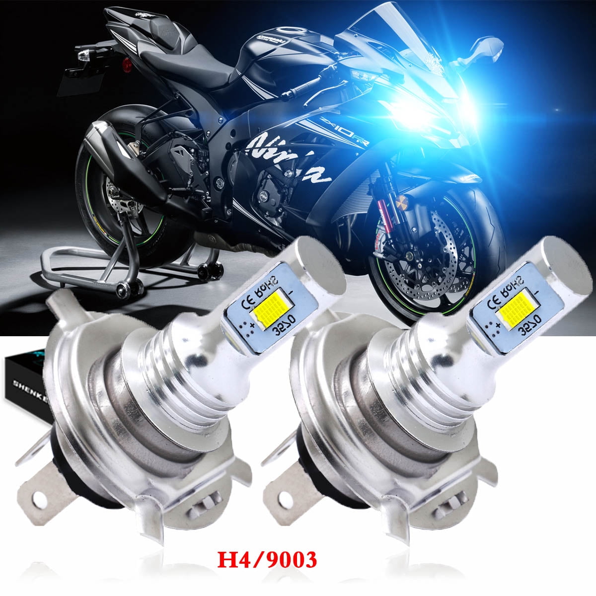 8000K H4 Headlights Motorcycle for Kawasaki Ninja ZX-6R ZX-7R ZX-9R 1991-03 Walmart.com
