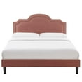 thumbnail image 5 of Platform Bed Frame, Rivet Nailhead, King Size, Pink, Velvet, Mid Century Bedroom, Modern Contemporary Boutique HB35475, 5 of 12