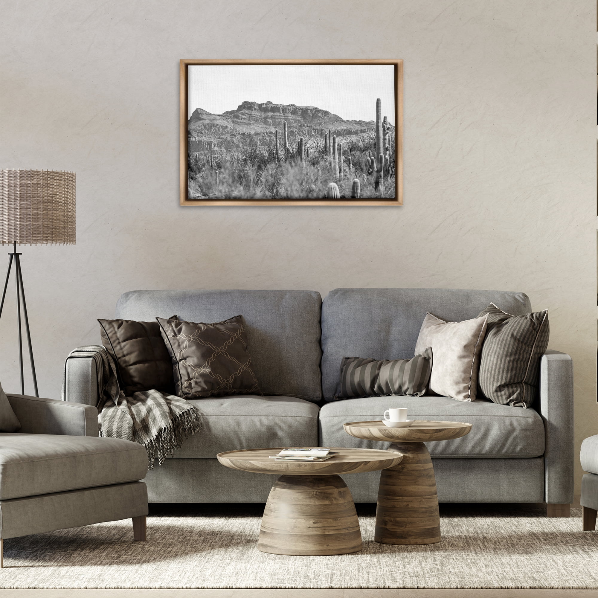 Stupell Industries American Borderlands Desertscape Landscape & Nature Photography Brown Floater Framed Canvas Art Print Wall Art, 31 x 21
