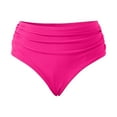 thumbnail image 4 of Women Mid Rise Bikini Bottoms Full Coverage Swimsuit Ruched Female Swim Bottom Hot Pink L, 4 of 4