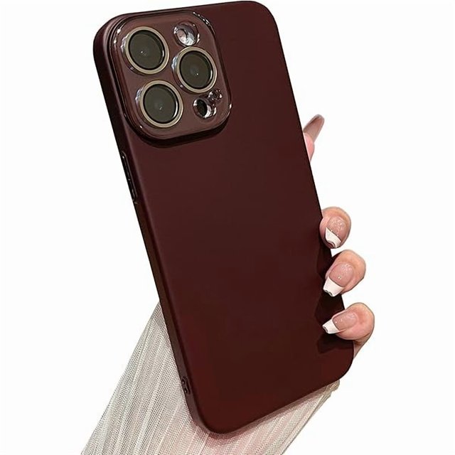 wonima11 Caseative for iPhone 15 Pro Case,Solid Color Full Camera Lens Protection Phone Case (Wine Red)