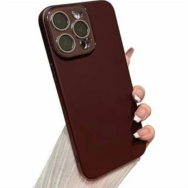 wonima11 Caseative for iPhone 15 Pro Case,Solid Color Full Camera Lens Protection Phone Case (Wine Red)