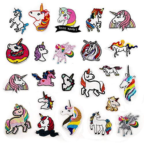 Colorful Rainbow Unicorn Assorted Iron-On Patches Patches for Jeans DIY Embroidery Patches with Unique Designs Jackets and Backpacks