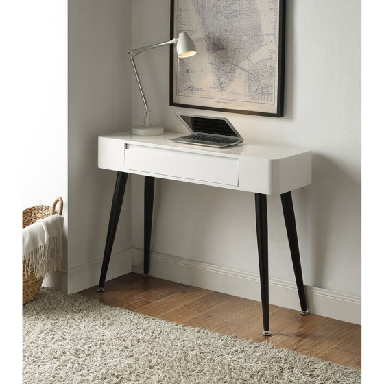 4D Concepts Black & White Console Desk with Drawer