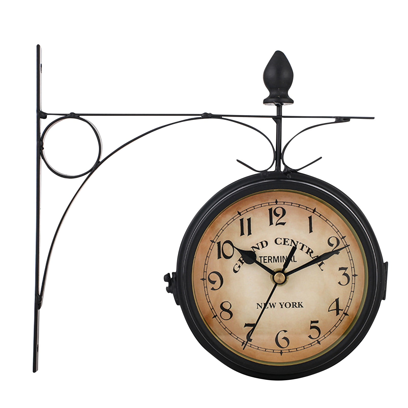 Garden Clock Outdoor Waterproof, Wrought Iron Vintage Decorative Double