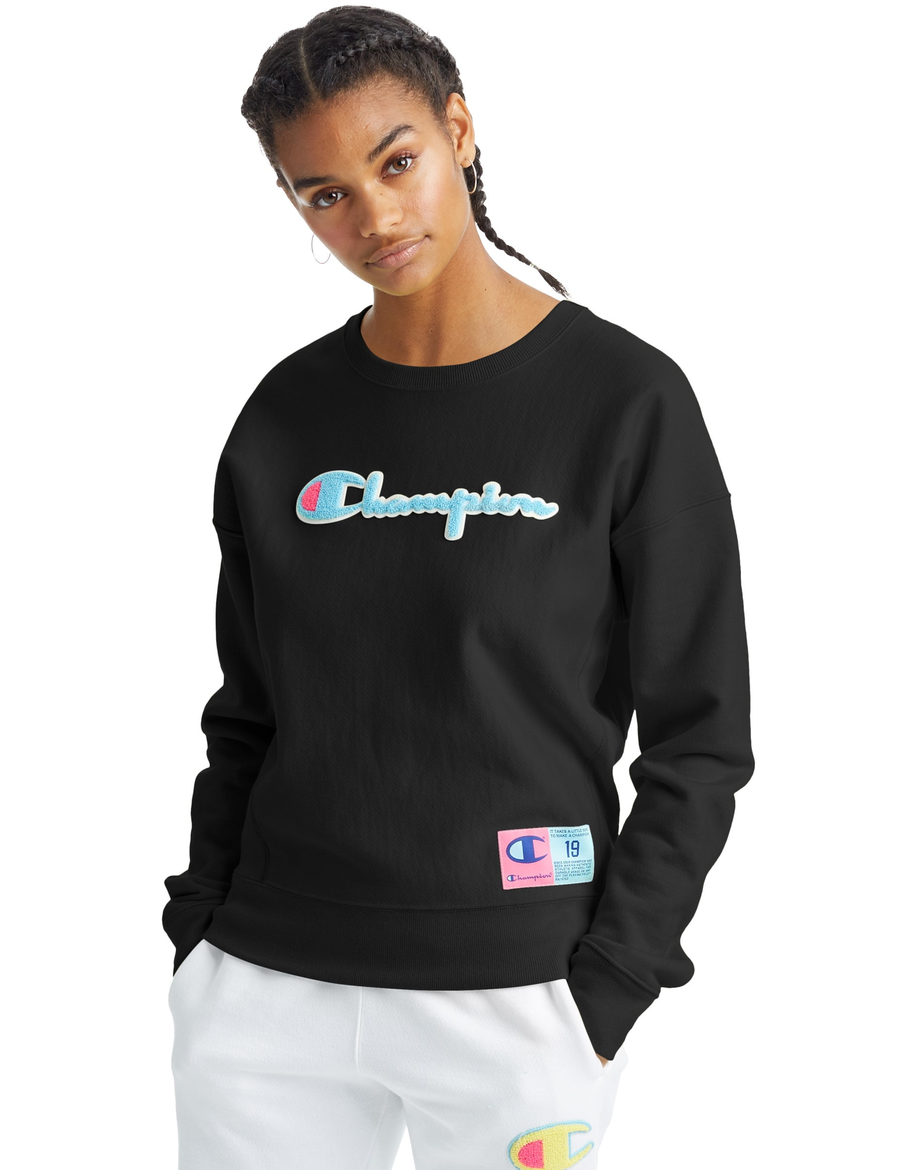 Women's Champion Life Reverse Weave Crew, Chenille Logo - Walmart.com