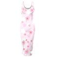 thumbnail image 4 of Wycnly Dresses for Women 2024 Sexy Basic Wrap Bodycon Night Club Party Tank Knee-Length Dresses Sleeveless Crewneck Floral Print Summer Midi Formal Dress Pink m Under $5, 4 of 4