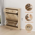 thumbnail image 2 of TROPOW Shoe Cabinet with 2 Flip Drawers, Hidden Wooden Fluted Shoe Cabinet with Adjustable Shelf, Freestanding Shoe Storage Cabinet for Entryway Hallway, Living Room,Wood Color, 2 of 7