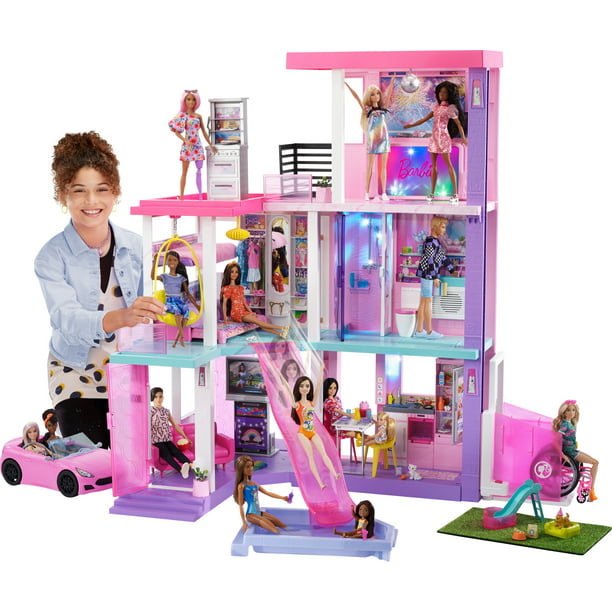 Deluxe Barbie Special Edition 60th DreamHouse Playset with 2 Dolls, Barbie,  Car, 100+ Pieces (Walmart Exclusive) for Child 3Y+ 