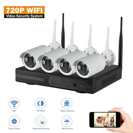 Ktaxon Wireless 4CH 720P NVR Wireless Wifi Outdoor IR Night Vision Home Security Camera System Without Hard
