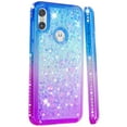 thumbnail image 1 of FIEWESEY For Motorola One P30 Play Case Moto One P30 Play Glitter Case Sparkle Glitter Flowing Liquid Quicksand with Shiny Bling Diamond Women Girls Cute Case For Motorola One P30 Play - Blue+Purple, 1 of 7