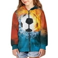 thumbnail image 5 of Chririnla Art Soccer Ball Water Flame Girls Long Sleeve Hooded Pullover Lightweight with Pockets Trendy Comfy Top for Teens Fall ​​Size 10-12​​, 5 of 6