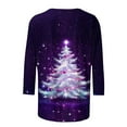 thumbnail image 4 of qolati Oversized Christmas T-Shirts 3/4 Sleeve Length Holiday Graphic Tee with Flash Glitter Xmas Tree Print Cute Casual Loose Fit Tunics Blouse for Party Multicolor XXXXXL, 4 of 5
