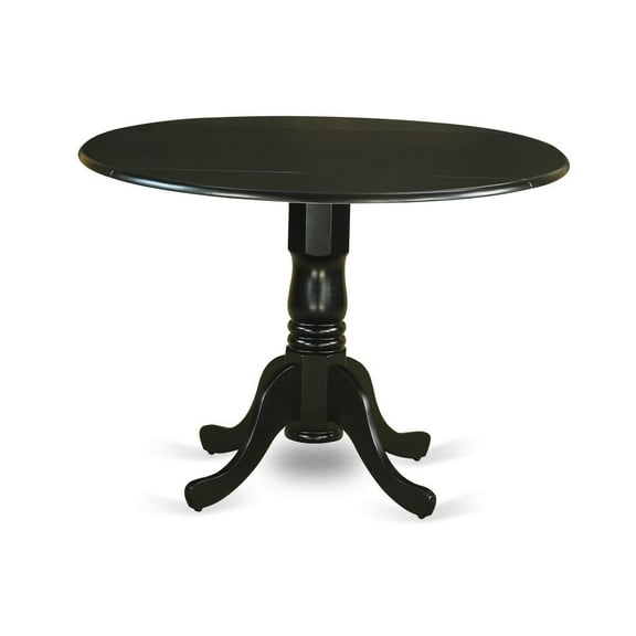 East West Furniture 5 Piece Dining Table Set Contains a Round Solid Wood Table with Dropleaf