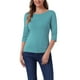 thumbnail image 1 of Camisetas casuales de ajuste slim con cuello barco y mangas de codo para mujeres INSPIRE CHIC en verde mar S, 1 of 6