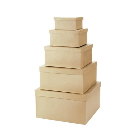 - Darice 5 Piece Value Pack Paper Mache Square Box Set