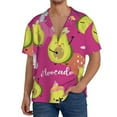 thumbnail image 3 of Balery Pink Green Avocado Men's Casual Button Down Shirt Short Sleeve Textured Summer Cuban Beach Shirts-4X-Large, 3 of 7