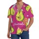 thumbnail image 1 of Fotbe Pink Green Avocado Camisa Estampada de Manga Corta para Hombre, Casual de Verano, Estilo Playero, Sin Arrugas-X-Large, 1 of 5