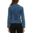 thumbnail image 3 of INSPIRE CHIC Women's Notched Lapel Button Up Long Sleeve Washed Denim Jacket S Blues, 3 of 7
