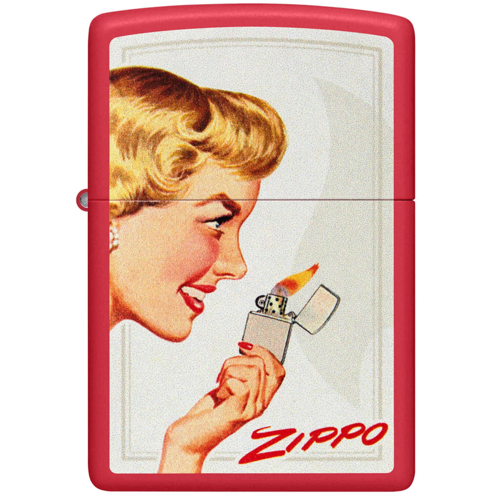 Zippo 46295 Vintage Ad Matte Black and Red Pocket Lighter Set