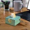 thumbnail image 4 of Caja de música de madera para madre/mamá Caja de música con de mano de madera Regalos ideales para el Día de la Madre/Cumpleaños/Día de San Valentín gato amarillo Salvador Dali Caja de música de madera, 4 of 5