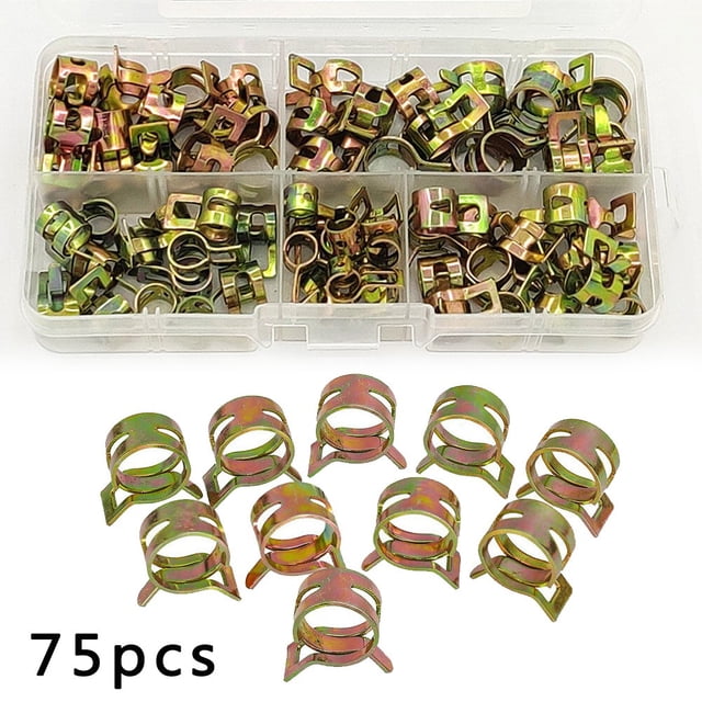 75pcs 6-10mm Spring Clips High Quality Iron Galvanized Material Fuel Oil Line Water Hose Pipe Fastener Tube Clamp Accessorie