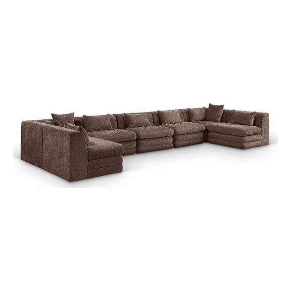 Meridian Furniture Stellar 190" Brown Chenille Fabric 7Pc. Modular Sectional