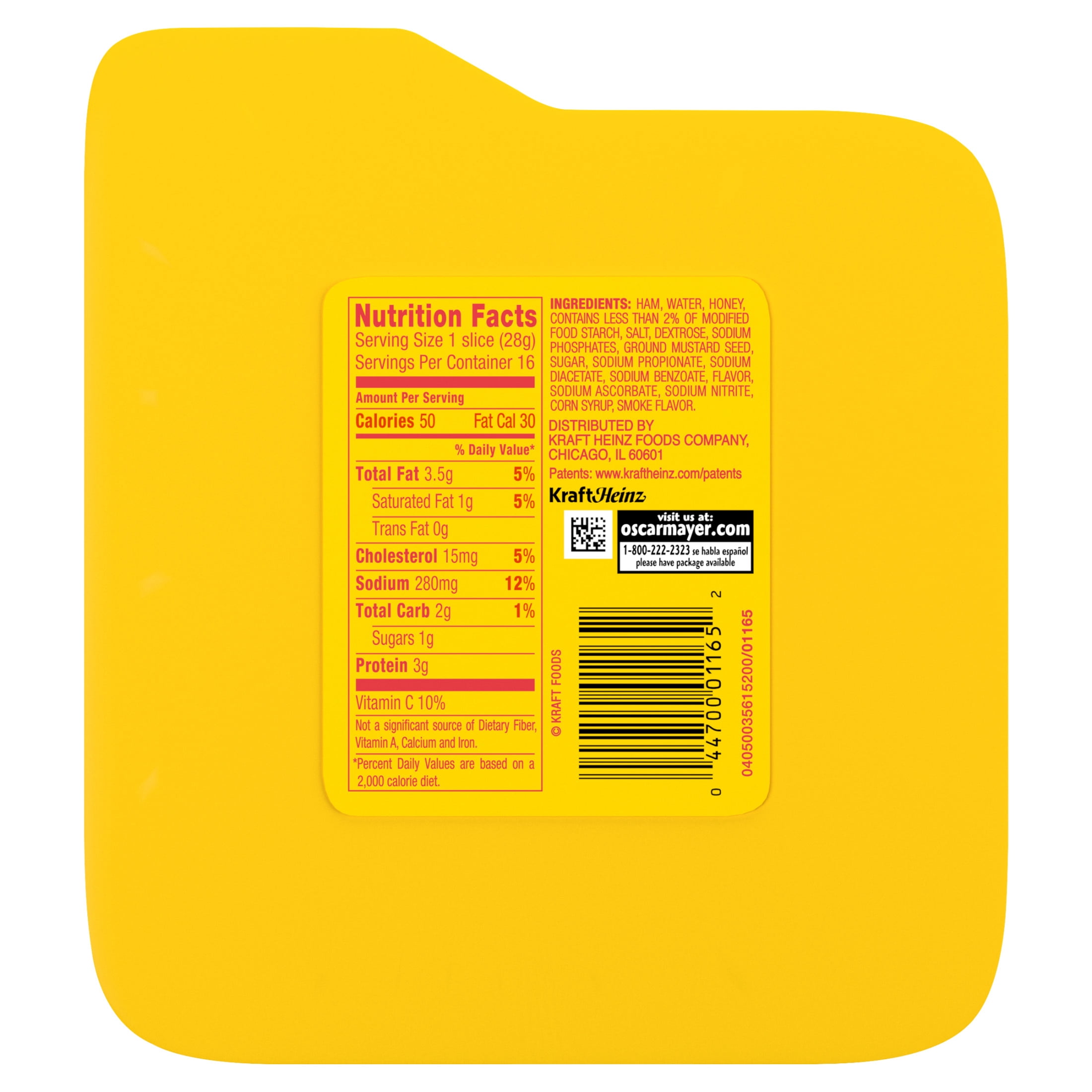 Oscar Mayer Sliced Deli Meat, for Sandwiches and Easy Lunches, Honey Chopped Ham & Water Product, 35% of Weight Is Added Ingredients, 16 oz