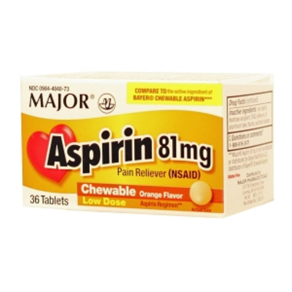 005MJRX MAJOR ASPIRIN 81MG CHEW TAB ASPIRIN81 MG Orange 36 TABLETS UPC
