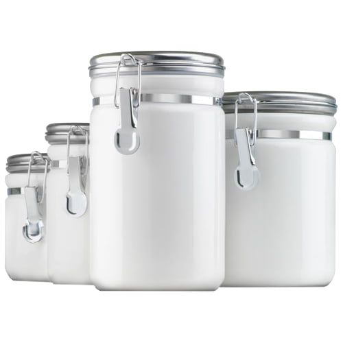 black and white canister set for kitchen