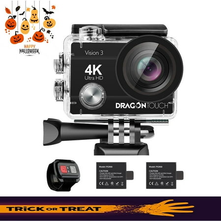 Ion Sports Camera Dragon Touch 4K Sport Action Camera WiFi Waterproof Cameras 16MP Vision 3 Sport Camcorders with Wide Angle Remote Control ()