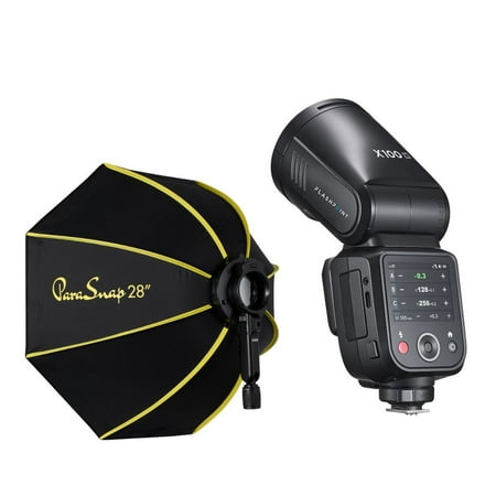 Flashpoint X100 TTL R2 On Camera Li-on Round Head Flash For Sony, with Glow PS-B28K ParaSnap Octagonal Softbox (28")