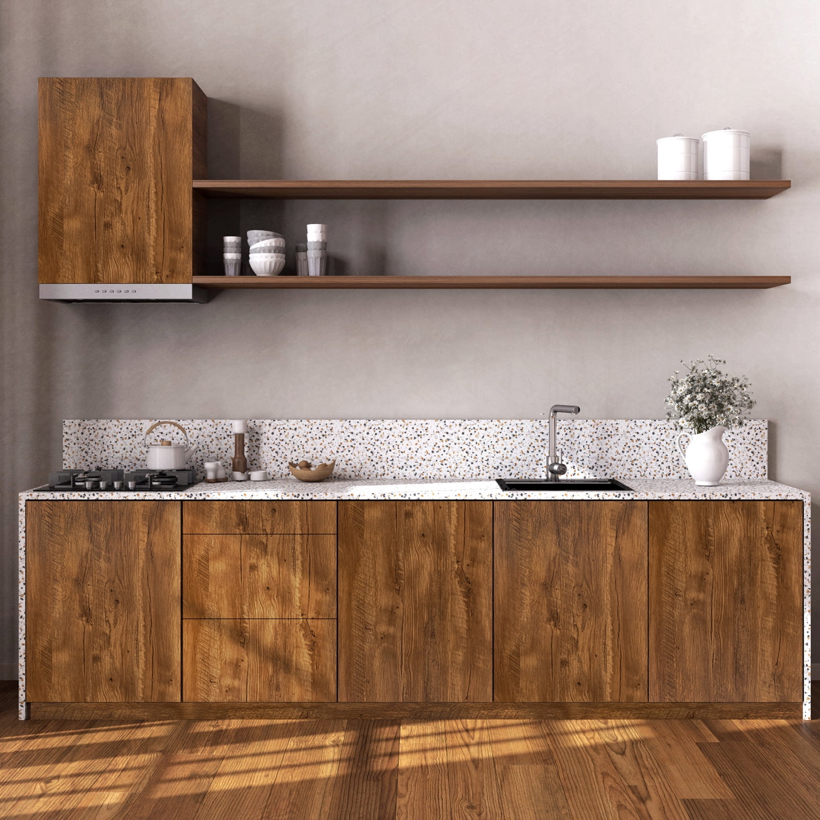 UMIGGEE 17.7-in x 472-in Brown Wood Wallpaper Peel and Stick Wallpaper Wood Grain Wall Paper Removable Self Adhesive Wood Wallpaper Contact Paper Wood Plank Wallpaper for Furniture Home Decor