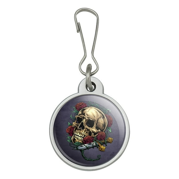 Roses Skull and Dagger Jacket Handbag Purse Luggage Backpack Zipper Pull Charm
