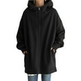 thumbnail image 2 of Plus Size Sweatshirts for Women Casual Zip Up Hoodies Tunic Long Jacket Outerwear with Pockets Red 3XL, 2 of 7
