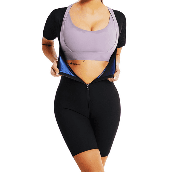 Sauna Suit For Women Weight Loss Workout Sweat Vest Waist Trainer Plus Size Shirt Gym Slimming Shapewear Full Body