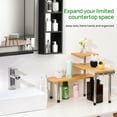 thumbnail image 4 of Ollieroo 3 Tier Kithen Countertop Organizer,Bamboo Corner Shelf,Bathroom Storage Display Counter Shelves for Make Up,Dresser Table with Hooks, Bamboo, 4 of 6