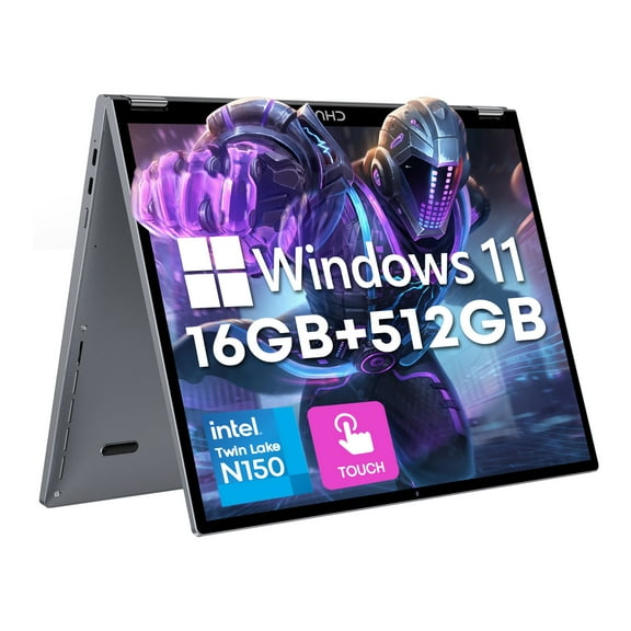 CHUWI FreeBook 13.5" Touchscreen Laptop 512GB SSD 16GB RAM,360° Foldable,Intel 12th N150(Beat to i3-1115G4, Up to 3.4GHz),Windows 11,2 in 1 Gaming Tablet,IPS 4K,Expandable 1TB SSD