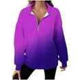 thumbnail image 2 of Sevevn Fashion Women's Printing Pockets Zippered Long Sleeved Turndown Collar Tops Blouses Purple S Deal of the Week, 2 of 4